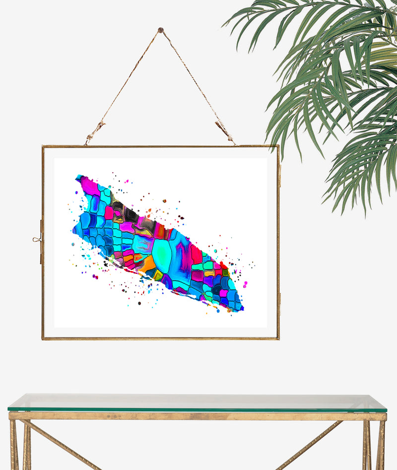 Aruba Map Watercolor Art Print - Unframed - Zuzi's