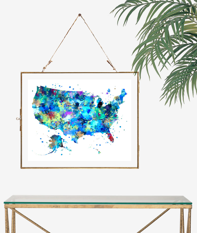 United States Map Art Print - Unframed - Zuzi's