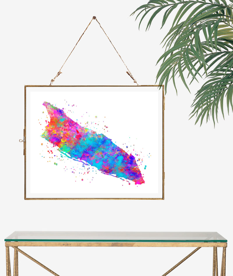 Aruba Map Watercolor Art Print - Unframed - Zuzi's