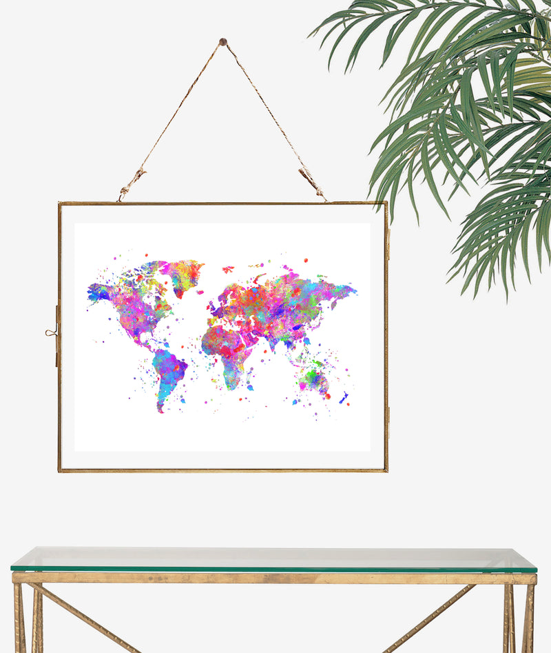 World Map Watercolor Art Print - Unframed - Zuzi's