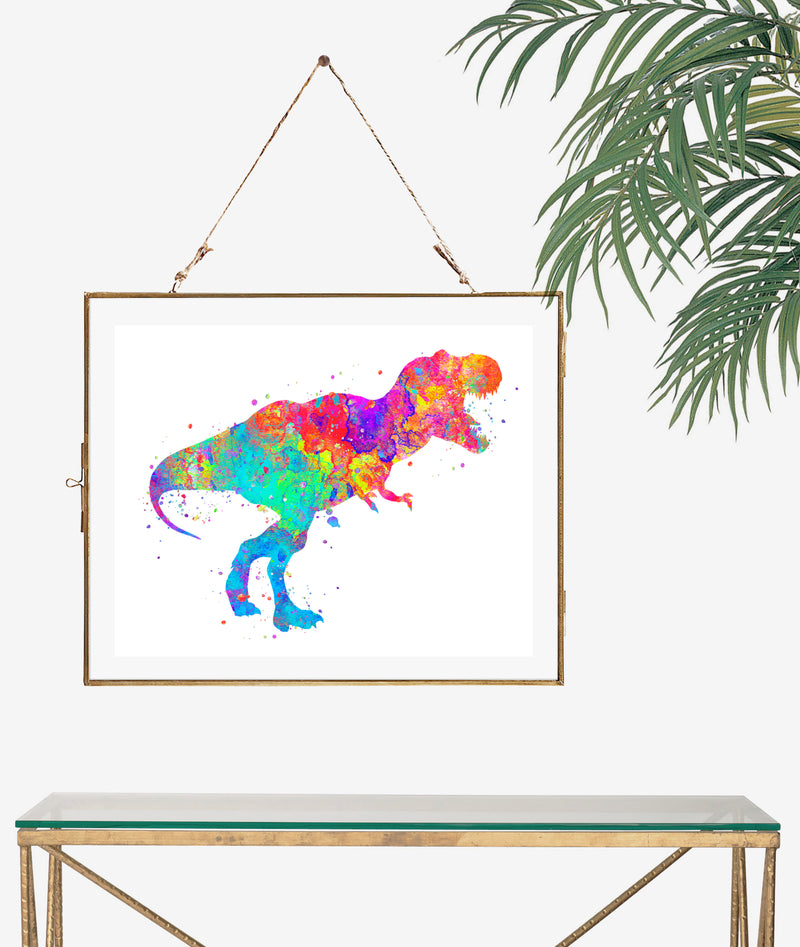 T-Rex Dinosaur Watercolor Art Print - Unframed - Zuzi's