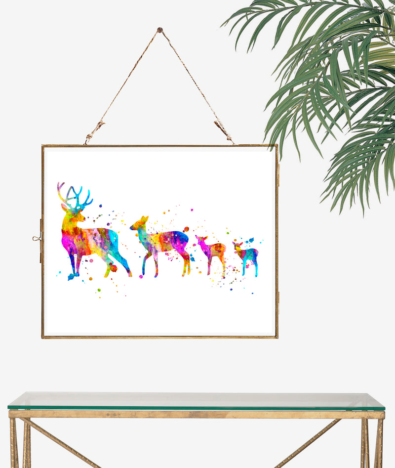 Deer Family Watercolor Art Print - Unframed - Zuzi's