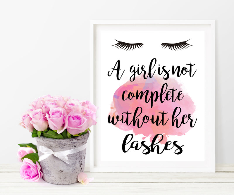 A Girl Is Not Complete Without Her Lashes Art Print - Unframed - Zuzi's