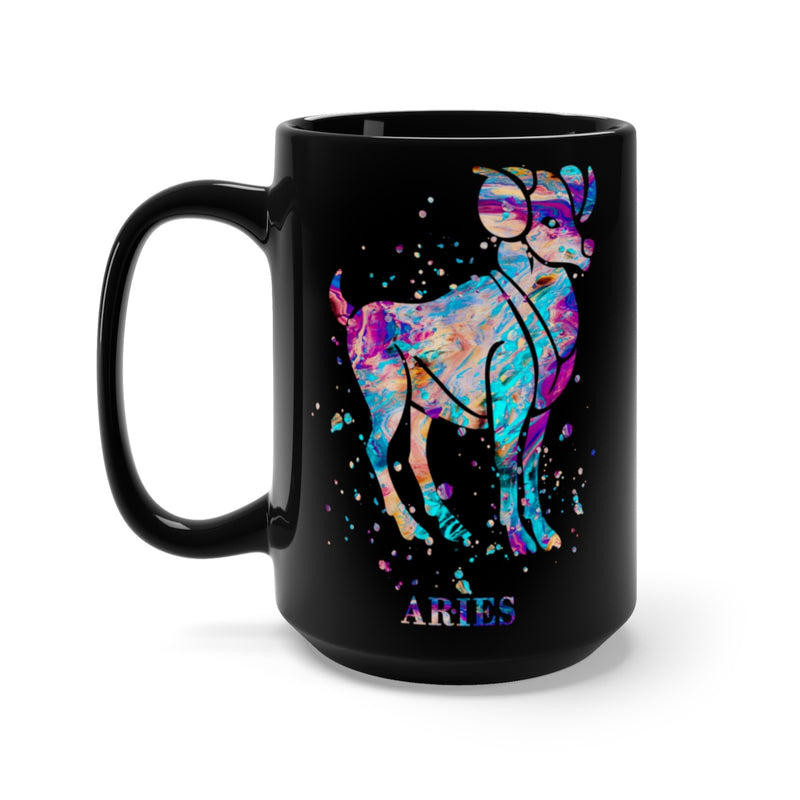Watercolor Aries Black Mug 15 oz - Zuzi's