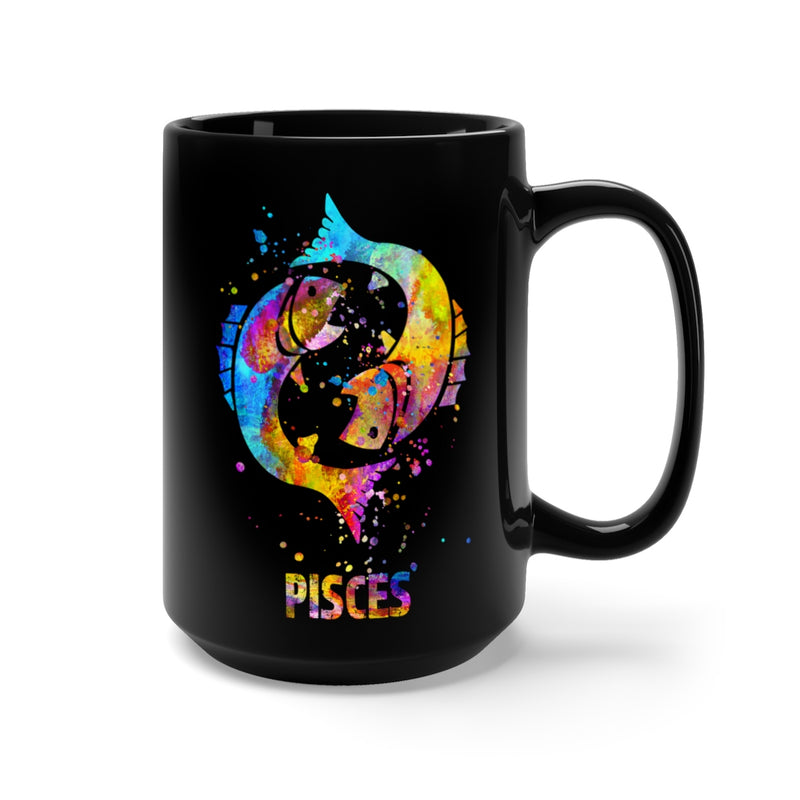 Pisces Zodiac Sign Black Mug 15oz - Zuzi's