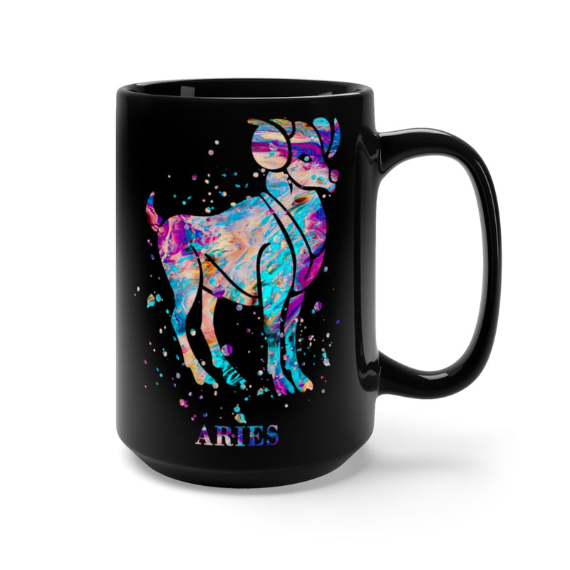 Watercolor Aries Black Mug 15 oz - Zuzi's