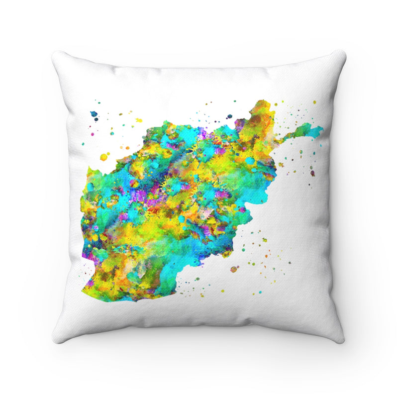 Afghanistan Map Art Square Pillow - Zuzi's