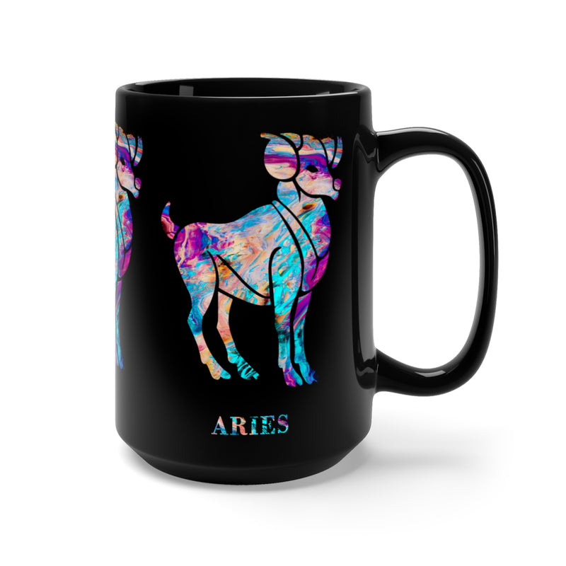 Aries Zodiac Sign Black Mug 15oz - Zuzi's