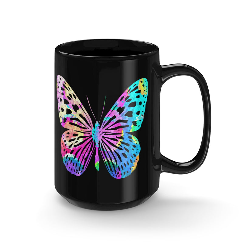 Watercolor Butterfly Black Mug 15oz - Zuzi's