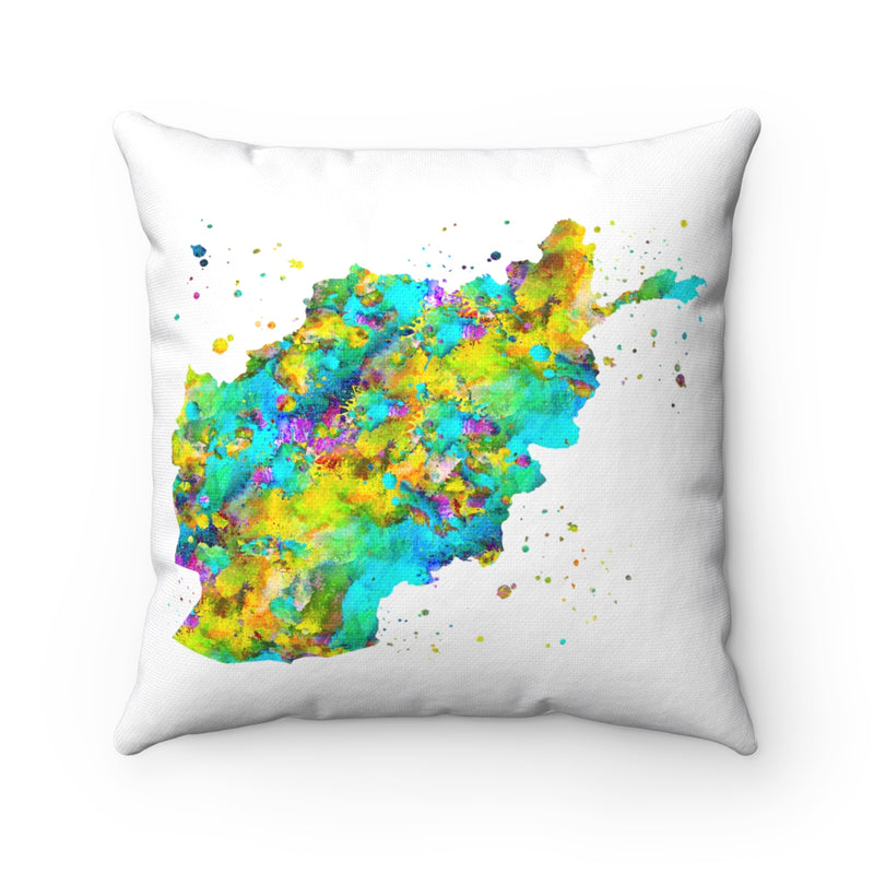 Afghanistan Map Art Square Pillow - Zuzi's