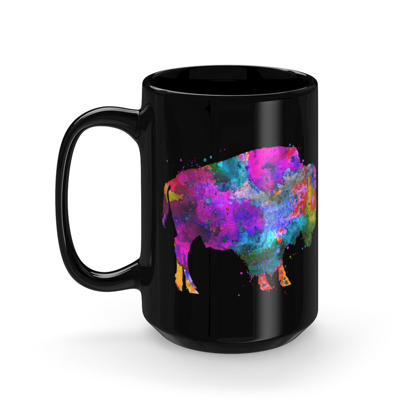 Watercolor Buffalo Black Mug 15oz - Zuzi's