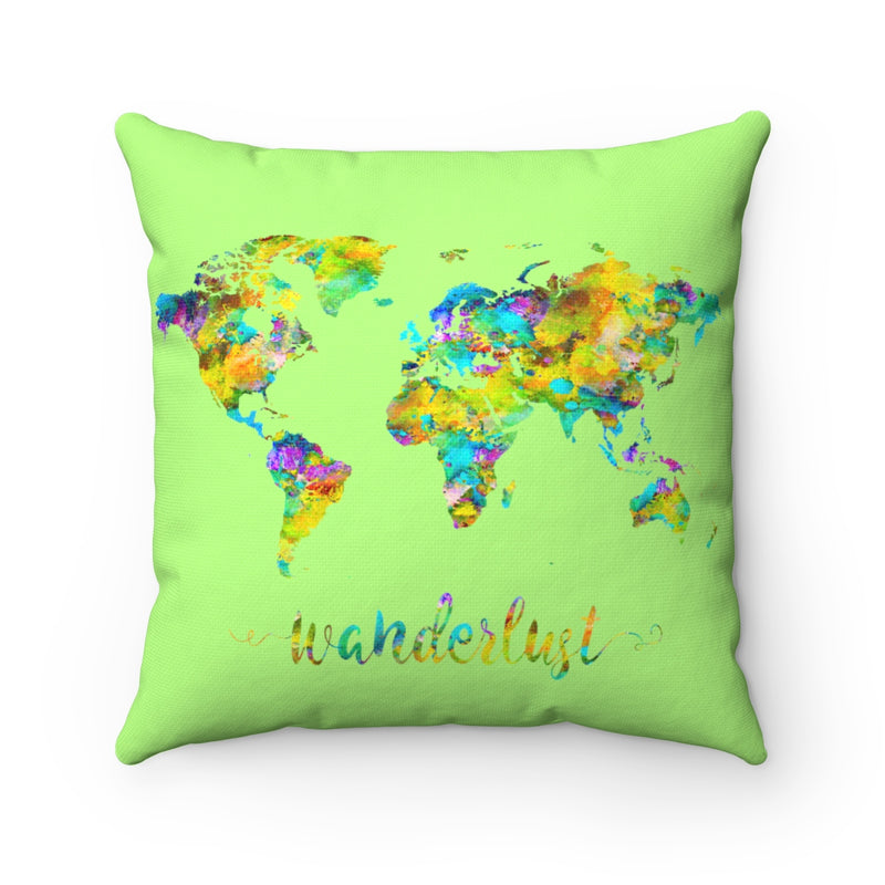 Wanderlust World Map Art Square Pillow - Zuzi's