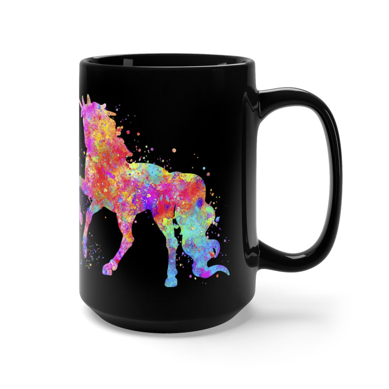 Watercolor Unicorn Black Mug 15oz - Zuzi's