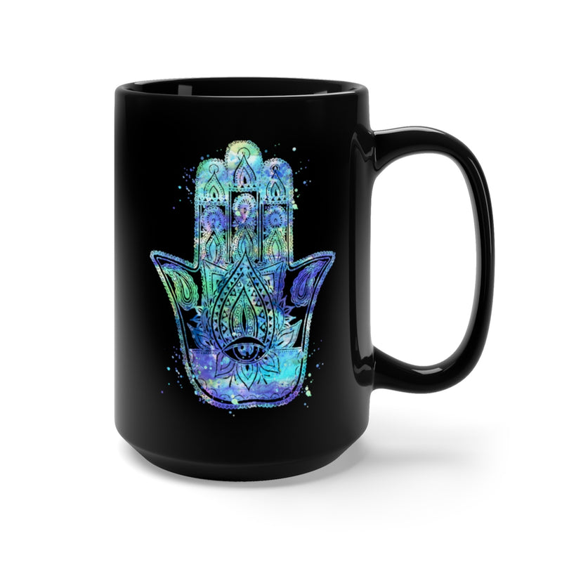 Hamsa Hand Black Mug 15oz - Zuzi's