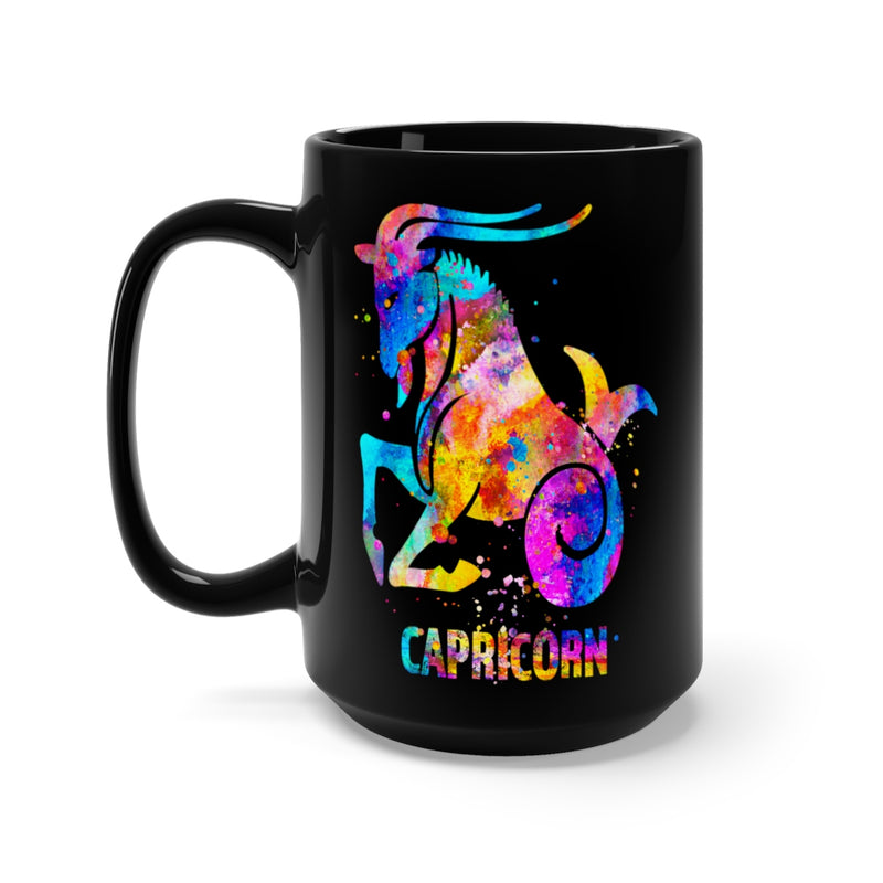 Capricorn Zodiac Sign Black Mug 15oz - Zuzi's