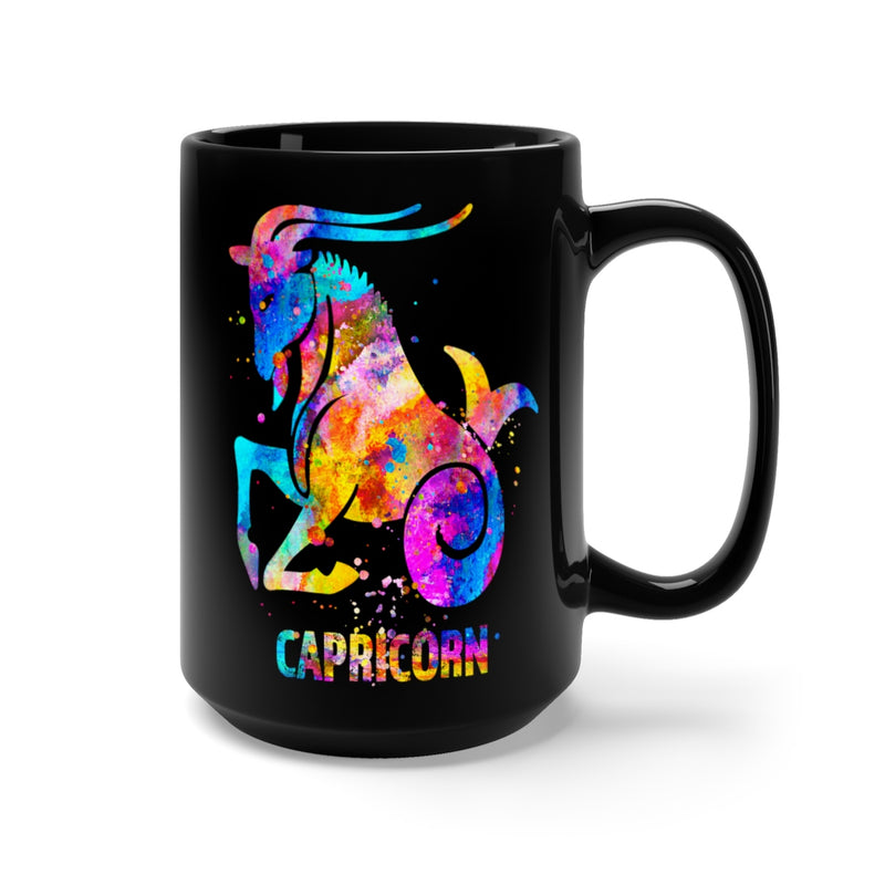 Capricorn Zodiac Sign Black Mug 15oz - Zuzi's