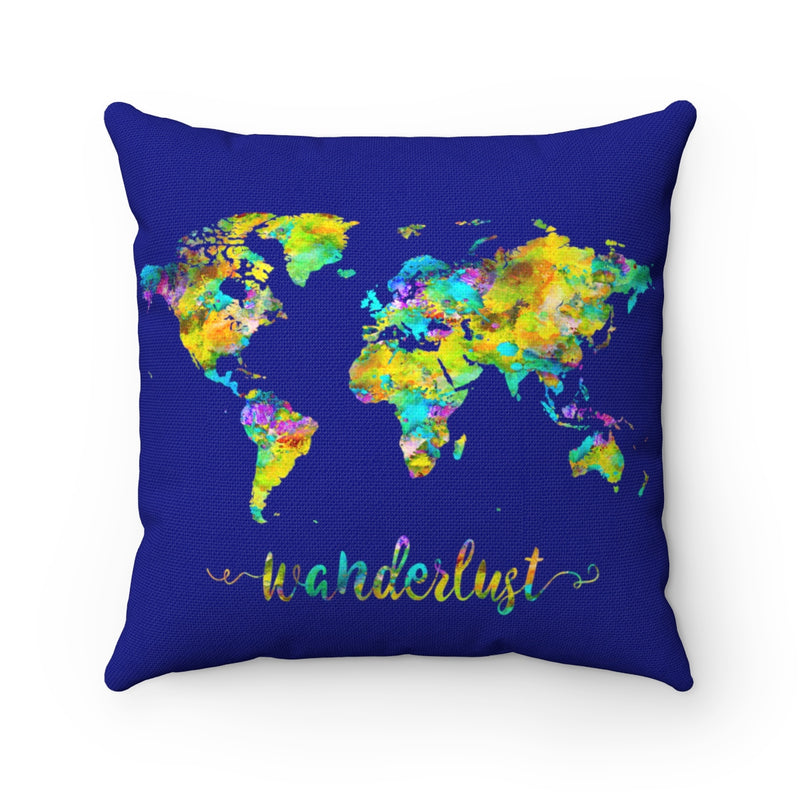 Wanderlust World Map Art Square Pillow - Zuzi's