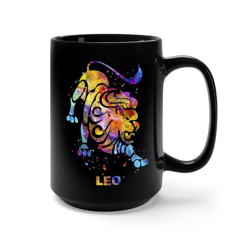 Leo Zodiac Sign Black Mug 15oz - Zuzi's