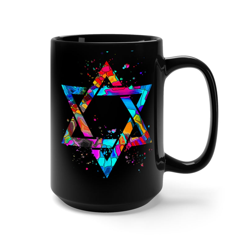 Star Of David  Black Mug 15oz - Zuzi's