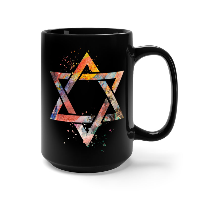 Star Of David  Black Mug 15oz - Zuzi's