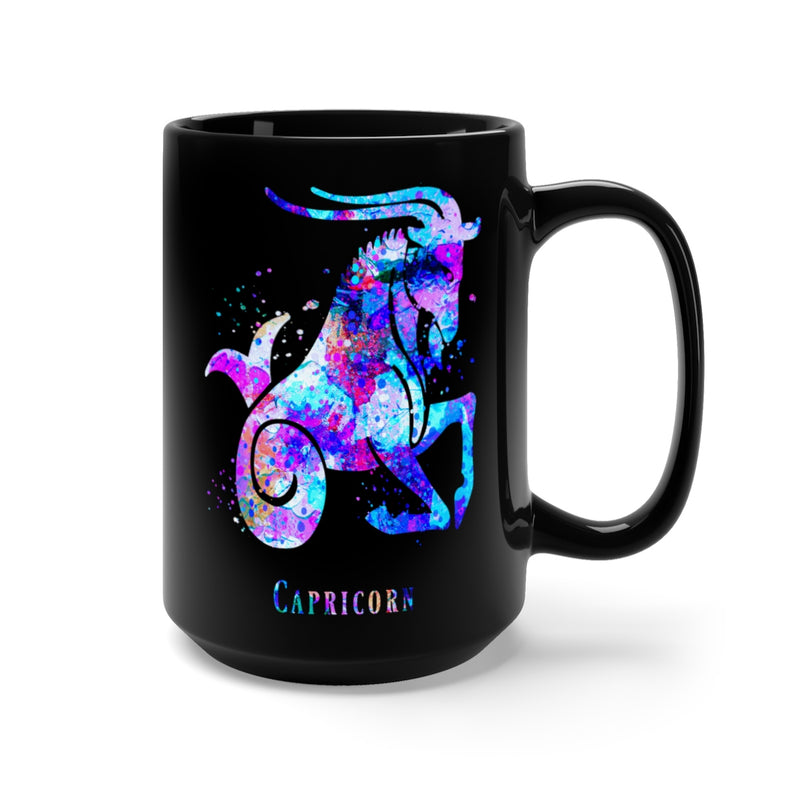 Capricorn Zodiac Sign Black Mug 15oz - Zuzi's