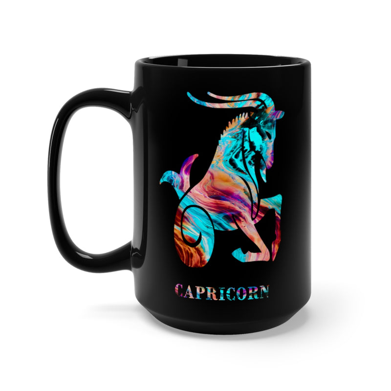 Capricorn Zodiac Sign Black Mug 15oz - Zuzi's