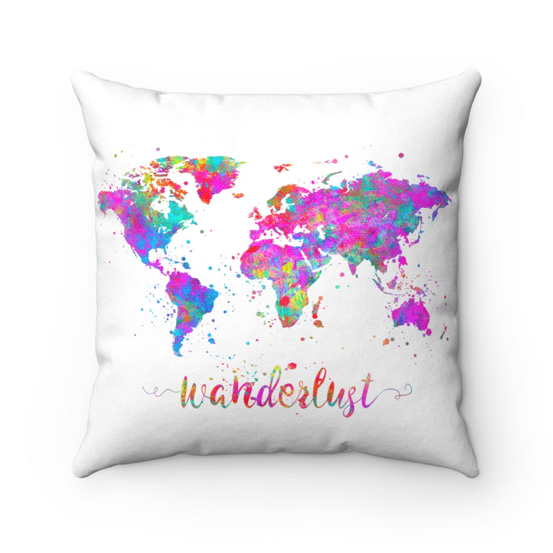 Wanderlust World Map Art Square Pillow - Zuzi's