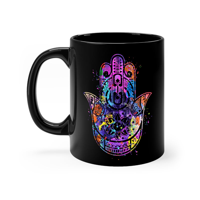 Hamsa Hand Black Mug 11oz - Zuzi's