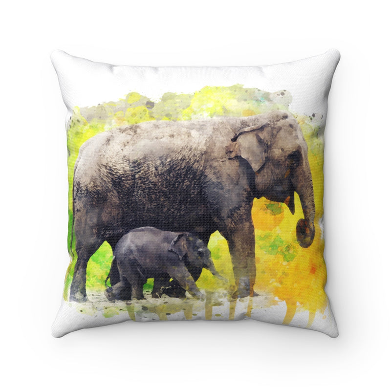 Watercolor Elephants Square Pillow - Zuzi's