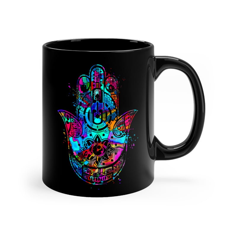 Hamsa Hand Black Mug 11oz - Zuzi's