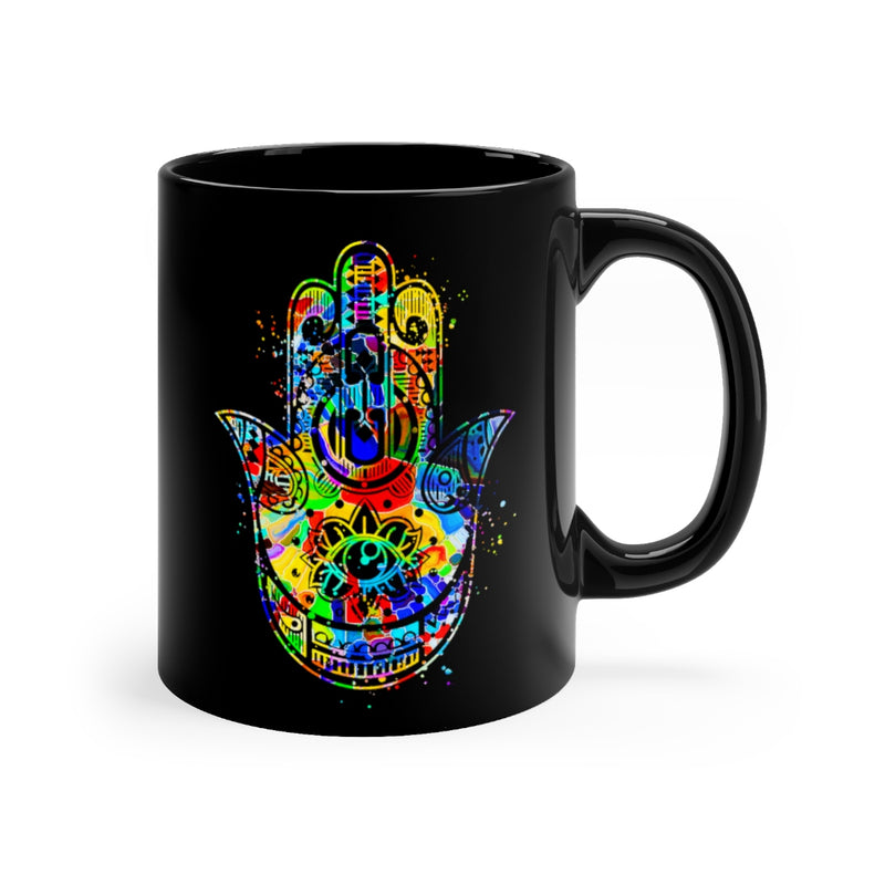 Hamsa Hand Black Mug 11oz - Zuzi's