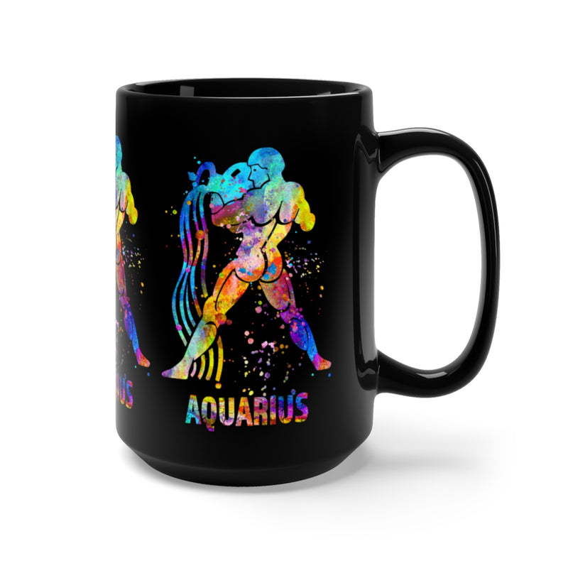 Aquarius Zodiac Sign Black Mug 15oz - Zuzi's