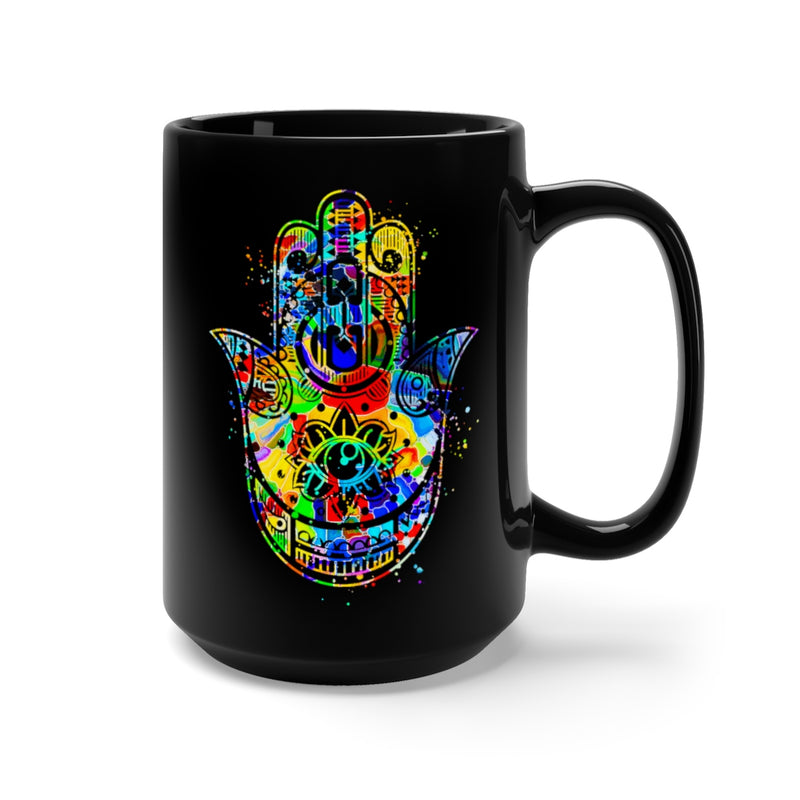 Hamsa Hand Black Mug 15oz - Zuzi's