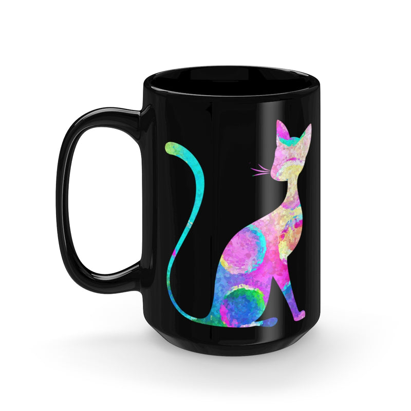 Abstract Cat Black Mug 15oz - Zuzi's