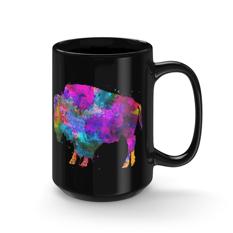 Watercolor Buffalo Black Mug 15oz - Zuzi's