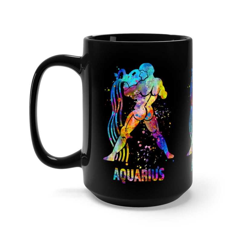 Aquarius Zodiac Sign Black Mug 15oz - Zuzi's