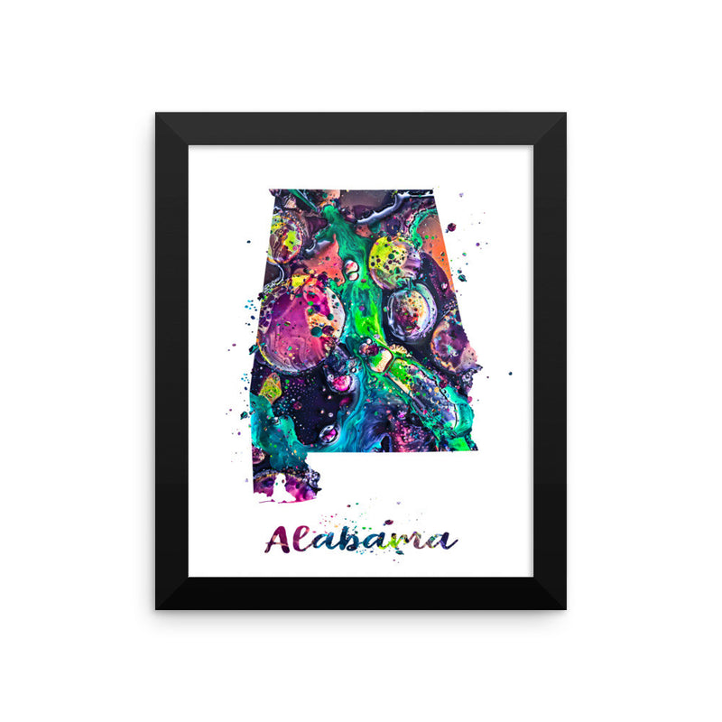 Alabama Map Framed Art Print - Zuzi's