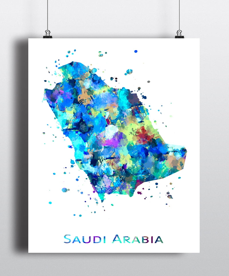 Saudi Arabia Map Art Print - Unframed - Zuzi's