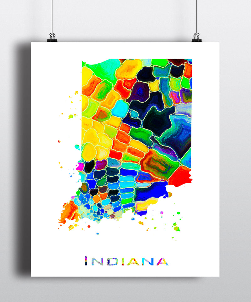 Indiana Map Art Print - Unframed - Zuzi's