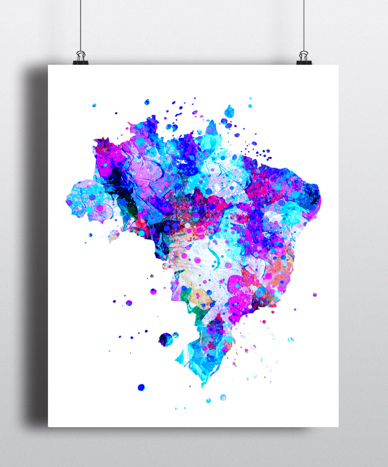 Brazil Map Art Print - Unframed - Zuzi's