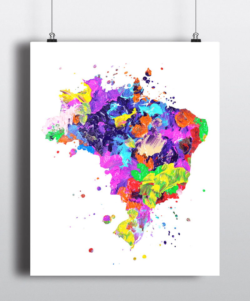 Brazil Map Art Print - Unframed - Zuzi's