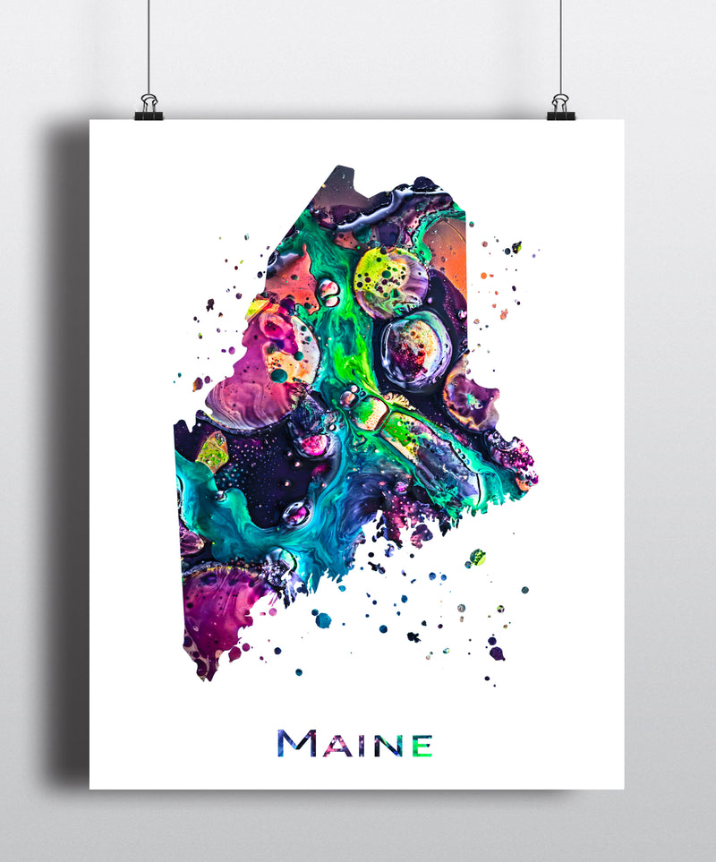 Maine Map Art Print - Unframed - Zuzi's