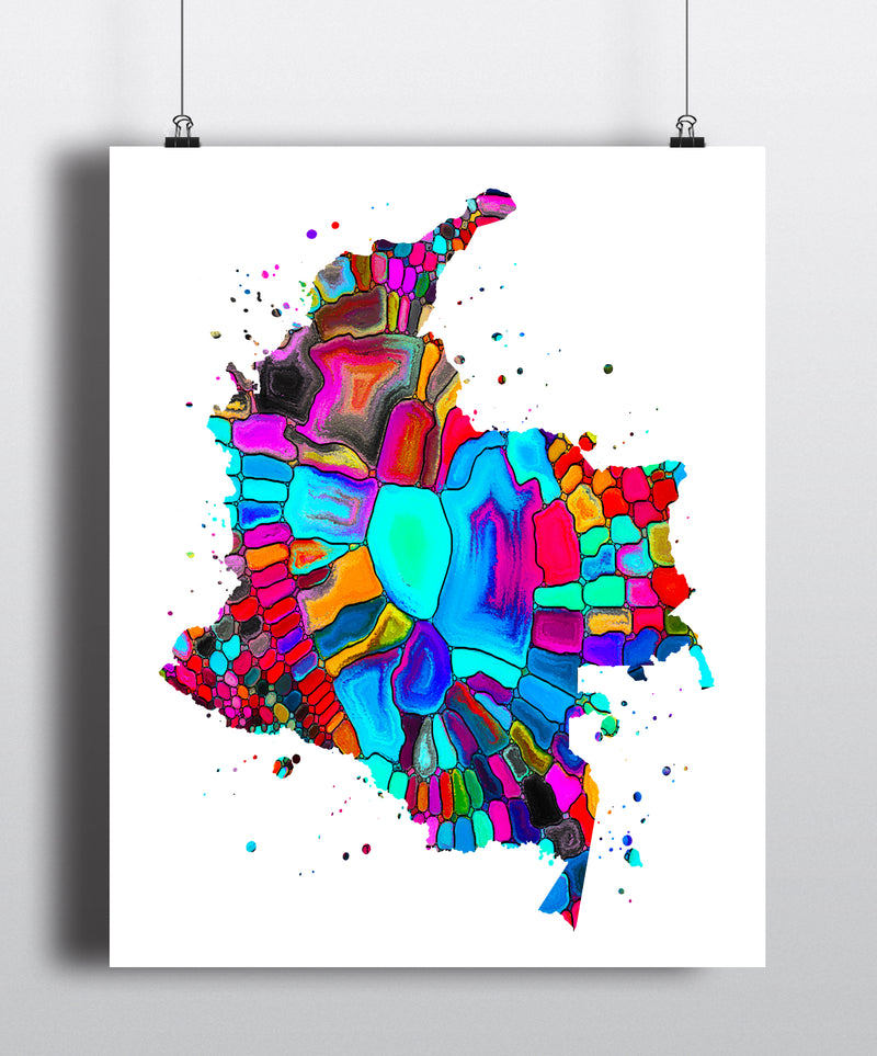 Colombia Map Art Print - Unframed - Zuzi's