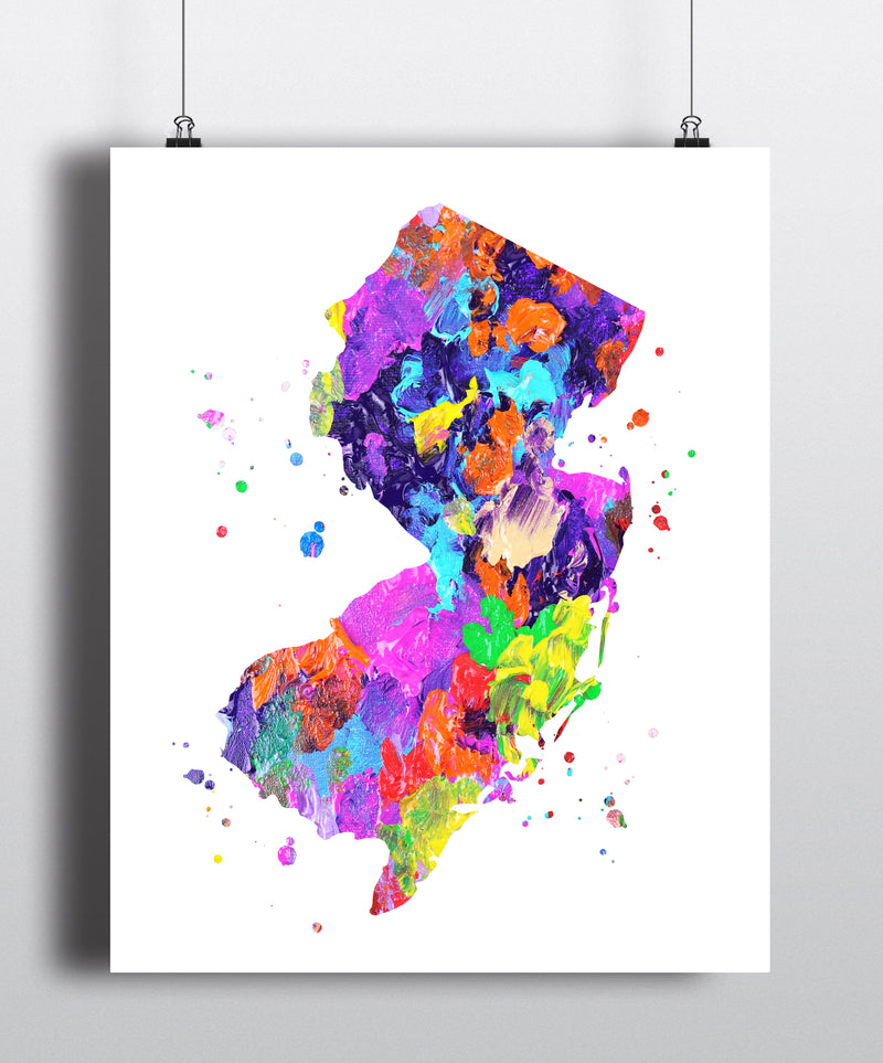 New Jersey Map Art Print - Unframed - Zuzi's