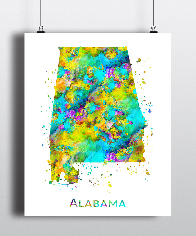 Alabama Map Art Print - Unframed - Zuzi's