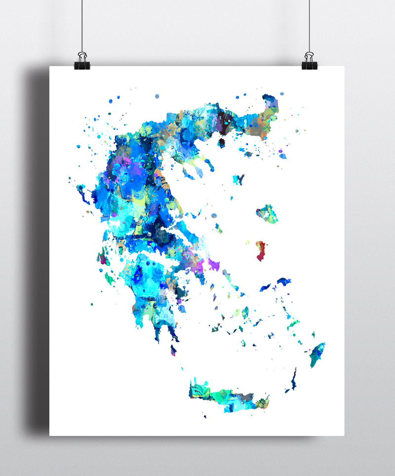 Greece Map Art Print - Unframed - Zuzi's