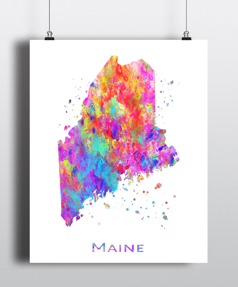 Maine Map Art Print - Unframed - Zuzi's