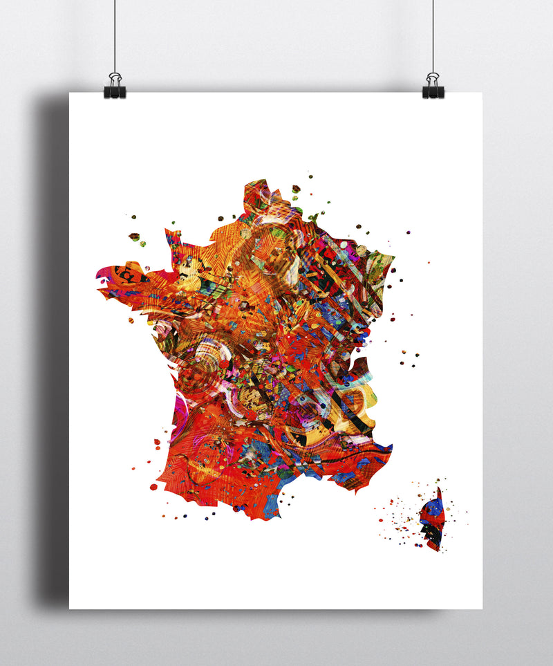 France Map Art Print - Unframed - Zuzi's