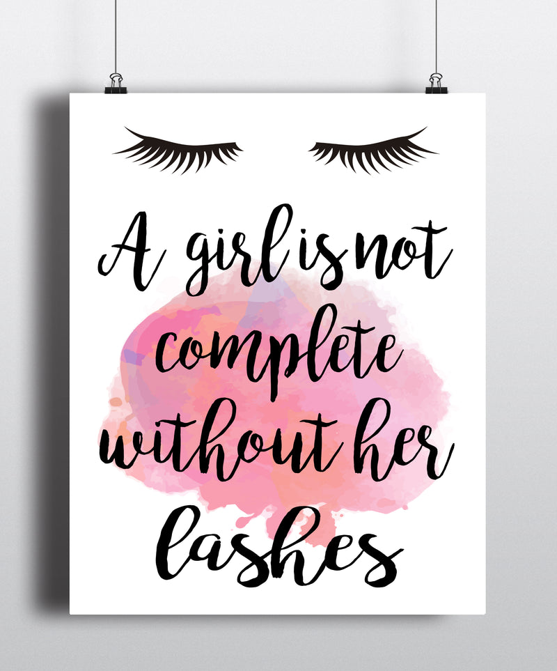 A Girl Is Not Complete Without Her Lashes Art Print - Unframed - Zuzi's