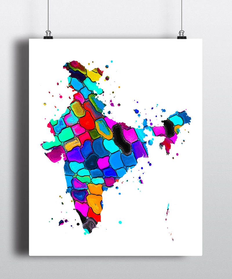 India Map Art Print - Unframed - Zuzi's